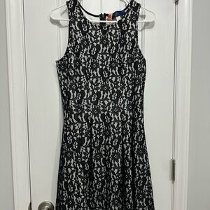 Francesca's Collections Black and White Floral Lace Dress